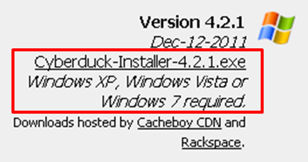 Cyberduck Windows Vista