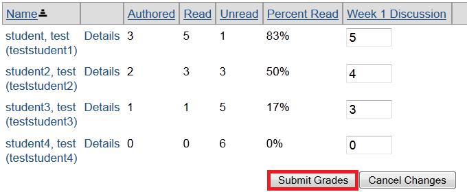 Screenshot of submitting grades. 