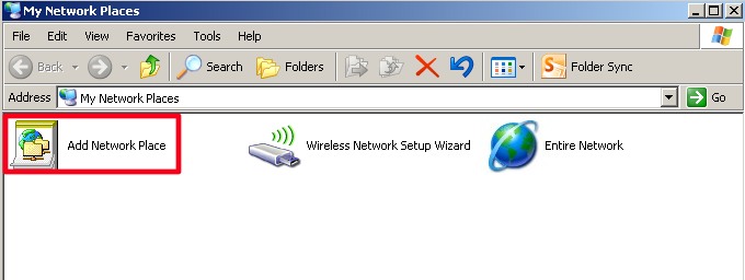 Screenshot of Add Network Place. 