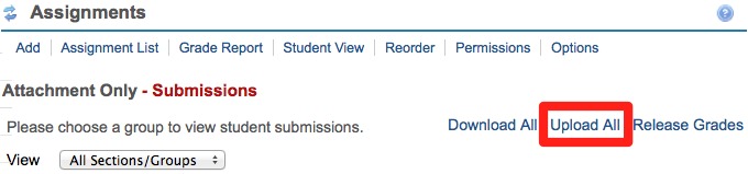 Screenshot of upload all submissions. 