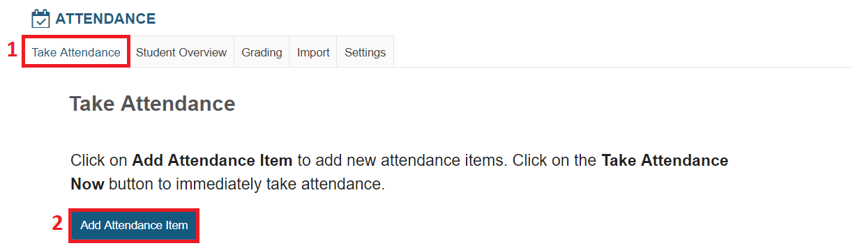 Screenshot take attendance settings