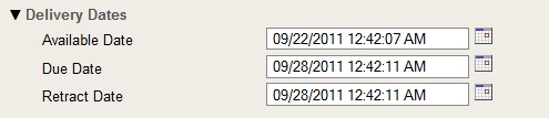 Screenshot of delivery dates. 