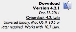 Screenshot of Cyberduck download. 