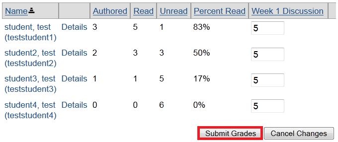 Screenshot of submitting grades. 