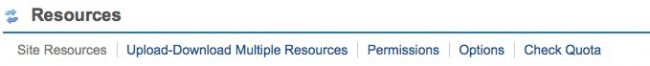 Screenshot of Resources top menu options. 