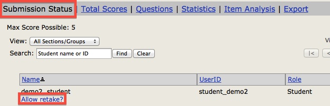 Screenshot of submission status. 