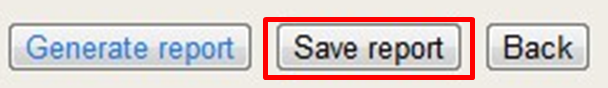 Screenshot of save report. 