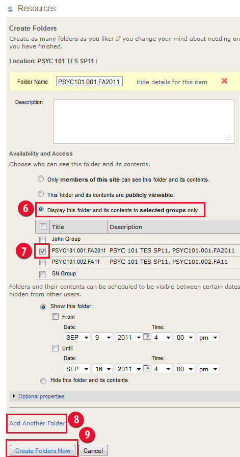 Screenshot of availability and access options. 