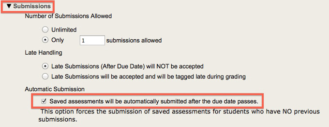 Screenshot of allowing resubmissions. 